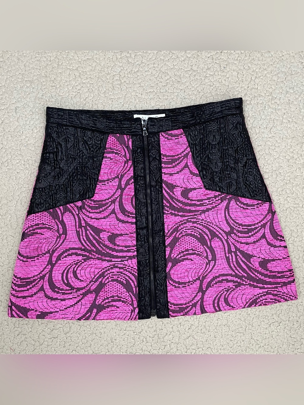 Alexis Jacquard Front Zipper Mini Skirt